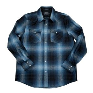 Pendleton Men’s MED WOOL PLAID SNAP-FRONT WESTERN CANYON SHIRT TURQUOISE OMBRE